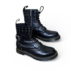 Dr. Martens 1460 Pascal Hardware Napa Leather Lace Up Boots Size 8 Grunge Goth